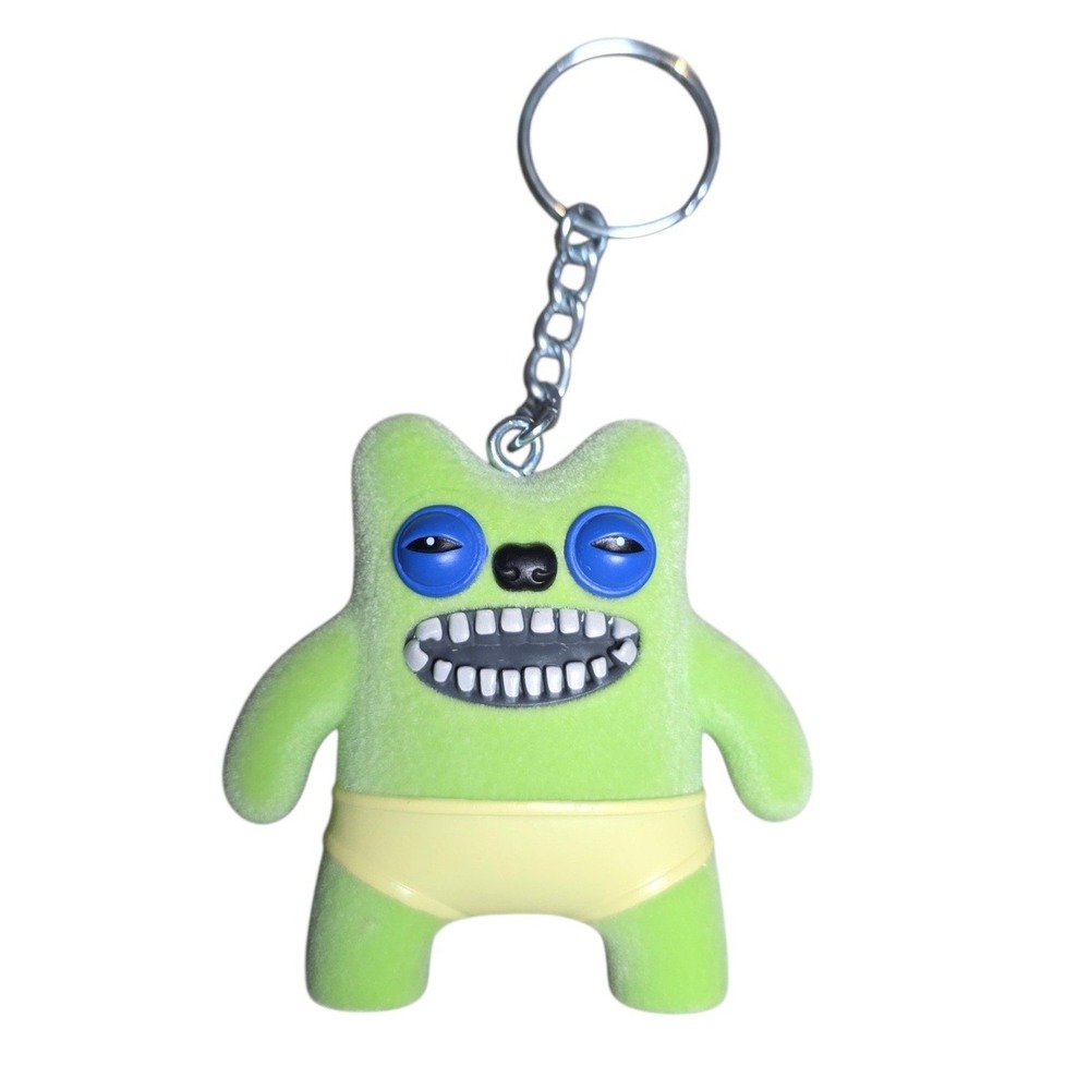 Fuggler Funny Ugly Monster Keychain Green Flocked Blue Eyes Catch Me Series 4